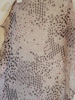 Women Chiffon Scarf Geometric Print Silk Cotton Beige Black Pink Gray Italy